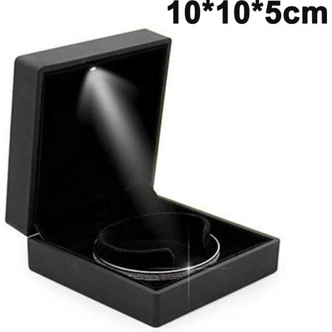 Boîte à bagues LED, élégante boîte à bijoux lumineuse LED pour ranger et présenter vos bagues (format boîte à bracelets)