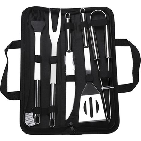 Outils de barbecue extérieur avec fourchettes, pelle, pinces, brosses en acier inoxydable, ensemble de BBQ (1/5)