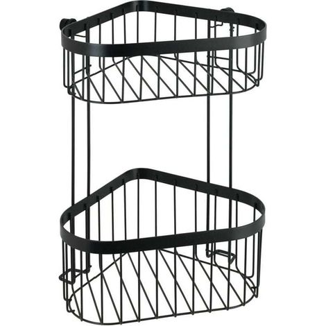 Étagère d'angle de douche Classic Plus, 2 Paniers de douche d'angle, acier antirouille, 23,5x33x18,5 cm, noir (1/4)