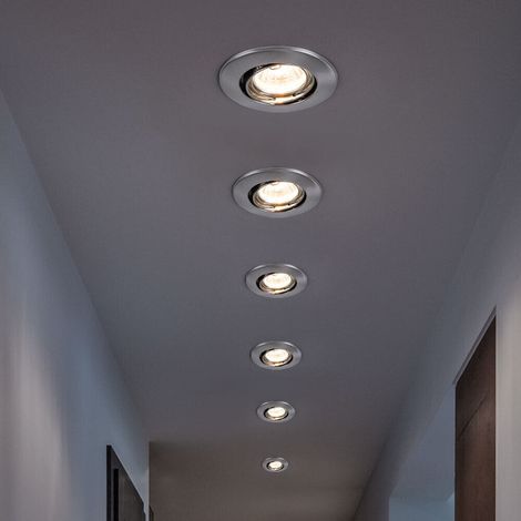 6x LED Decken Einbau Leuchten nickel Strahler Flur Wohn Schlaf Zimmer Spot Lampe rund beweglich Karton beschädigt