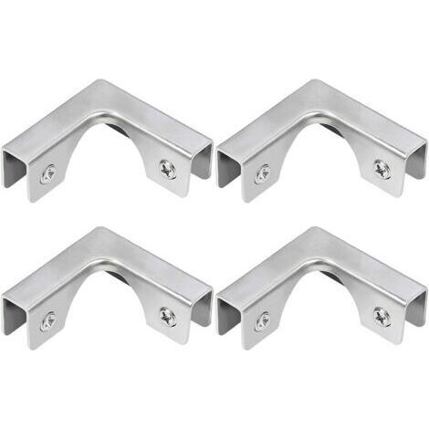 Pince à Verre, 4 Pièces de Connecteurs en Verre en Acier Inoxydable en Forme de L, Supports de Fixation à Angle Droit pour Fixation d'Aquarium Sans Bord Armoire, Pour Verre de 5 à 8 mm (1/5)
