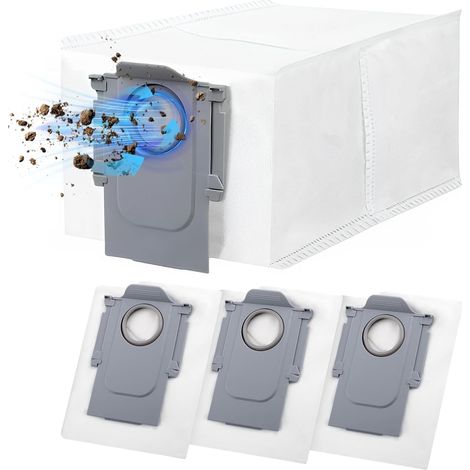 Lot de 4 Réutilisables Sac a Poussière pour Roborock Q Revo/Qrevo Pro/QrevoMaxV/Qrevo Curv/s8 MaxV Ultra, Grande Capacité Sacs d'aspirateur de Rechang (1/5)