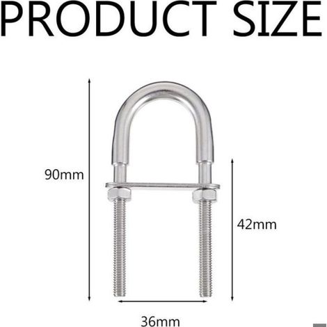U-Zurrbolzen - M6 x 90 mm - Acier Inoxydable 304 - Pour Fixation Extérieure ou Humide - 4 Pièces (1/4)
