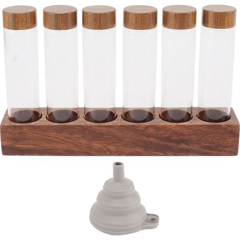 Tubes de rangement pour grains de café avec couvercle en noyer, supports pour bouteilles en verre, récipient de cuisine individuel, rangée de 6 trous (1/4)