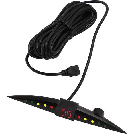 Système de radar de recul pour voiture, 4 capteurs de stationnement, affichage LED, avertisseur sonore et indicateur de sécurité (noir) (1/5)
