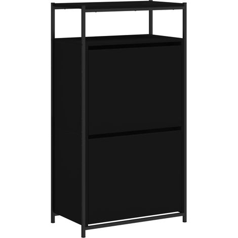 Zapatero mueble para entrada pasillo y salón 60 x 34 x 112 cm madera de ingeniería negra 020021994 (1/5)