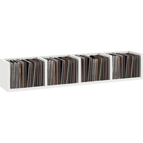 HOMCOM Wall Mount Storage Shelf CD Media Storage Rack with 4 Cubes White