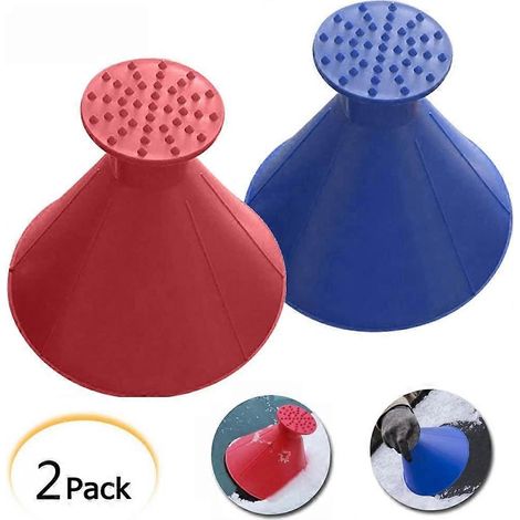 Set aus 2 runden Eiskratzern in Form eines magischen Kegels, Werkzeug zum Entfernen von Schnee von Autowindschutzscheiben (1/5)