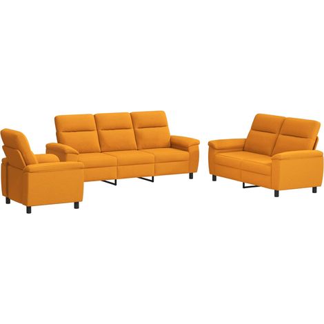 Sofa-Set 3 pcs Dunkelgelb Stoff vidaXL