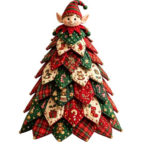 Un sapin de Noël matelassé à faire soi-même, mignon, unique et varié, une décoration d'art et d'artisanat sur le thème de Noël, un elfe de Noël (1 pièce). (1/5)