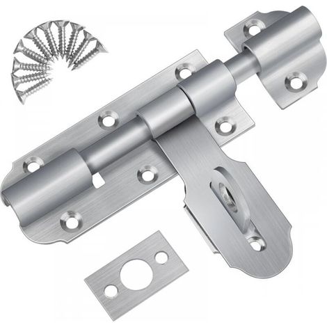 Targette de Porte Exterieur avec Fermoir à Cadenas, 135mm Loquet de Porte Coulissante en Acier Inoxydable, Petit Loquet Verrou de Porte avec Vis pour Entrepôt Garage Grange Portail Cour Porte (1/5)