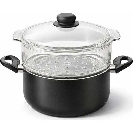 Casseruola Con Vaporiera 20 cm In Vetro e Alluminio Fuoco & Idee MADE IN ITALY