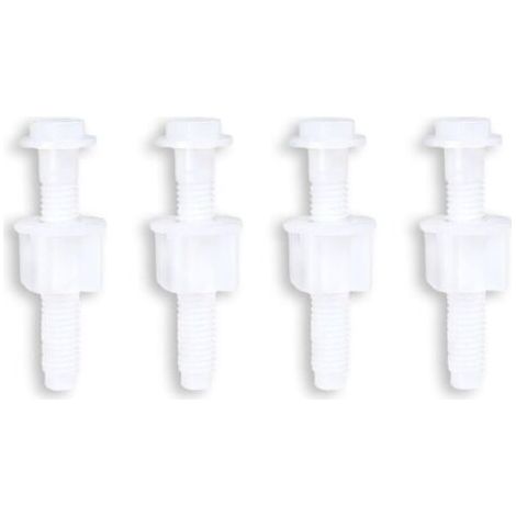 Charnière de siège de toilette universelle en plastique blanc, vis à boulon pour charnières de siège de toilette à montage supérieur, 4 pièces (1/5)