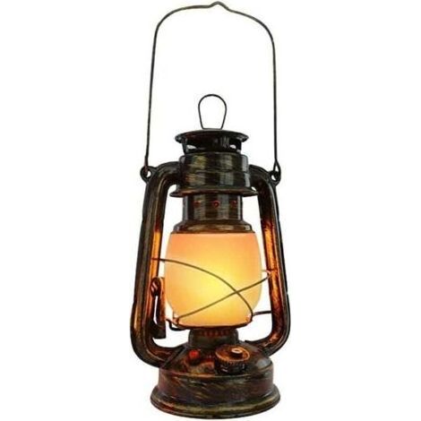 Ensoleille – Lampe tempête rechargeable sans fil – 3 modes d'éclairage – Batterie 1800 mAh – Matériau bronze – Pour camping et extérieur