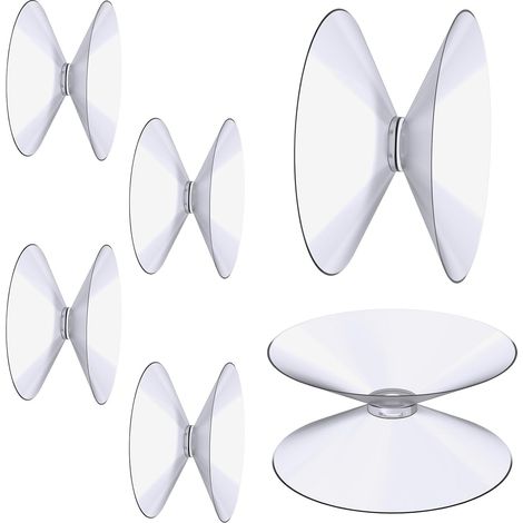 Ventose bifacciali, 6 pezzi, ventose trasparenti da 4 cm, ventose isolanti in PVC extra resistenti per appendere tende, specchi da tavolo in vetro e specchi da bagno. (1/5)