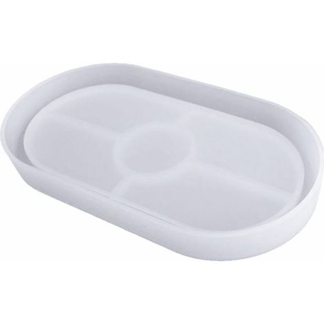 Moule ovale en silicone pour plateau/sous-verre, pour le moulage de résine, la fabrication de bijoux, le rangement et la décoration. (1/4)
