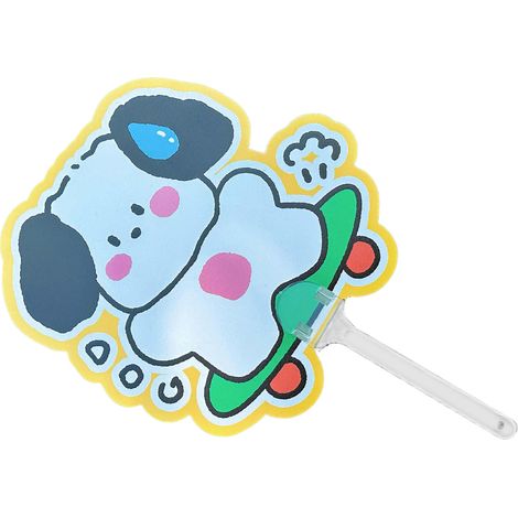 Éventail à main avec motif de chiot skateboarder mignon, en plastique économe en énergie, idéal pour la publicité estivale.