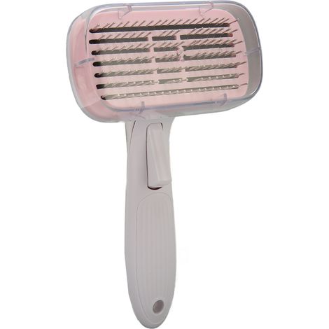 Brosse de toilettage pour chat, brosse de massage, élimine les poils morts, brosse autonettoyante, peigne pour chats et chatons, rose (1/5)