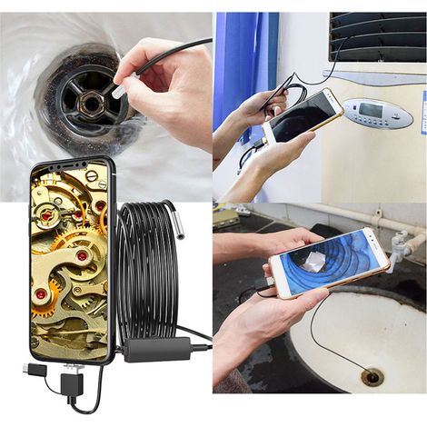 Endoscope 3 en 1 pour smartphone Android Type-C, lentille 3.9 mm, haute définition, étanche, câble 5 m (1/5)
