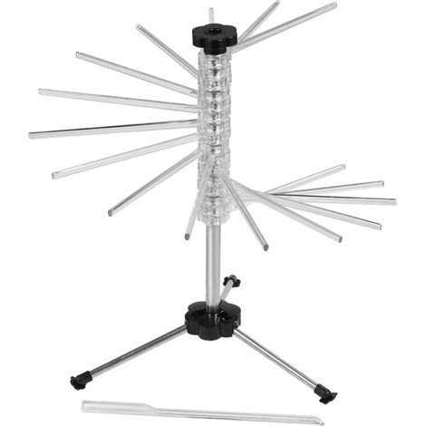 Séchoir à Pâtes Pliant - Porte Spaghetti et Nouilles avec 12 Tiges Rotatives en PC/ABS - 47cm - Support Inox - Gadget de Cuisine Pratique