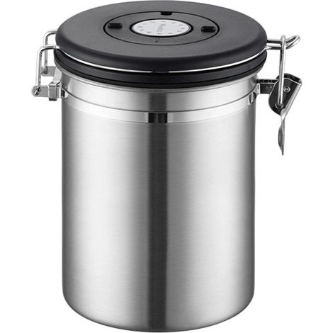 Barattolo per caffè domestico in acciaio inox da 1200 ml, ermetico, pratico e funzionale. (1/5)