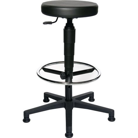 Sgabello girevole con piedini Rivestimento in pelle sintetica nero Seduta h.580-840mm TOPSTAR (1/2)