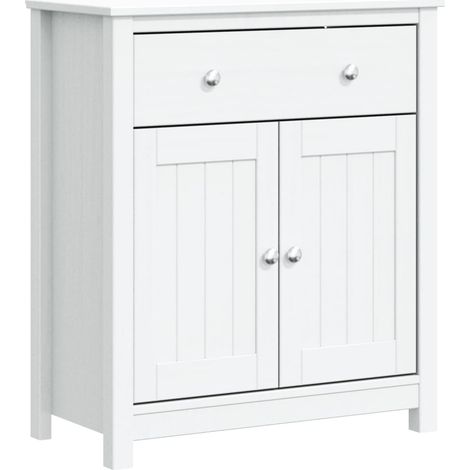 Colonne Meuble de salle de bain - blanc 69,5x34x80 cm pin massif fr3818 - Maison La Vie (1/5)