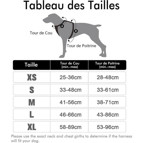 Harnais anti-traction Rabbitgoo M pour petits chiens, réglable et réfléchissant, attache avant noire (1/5)