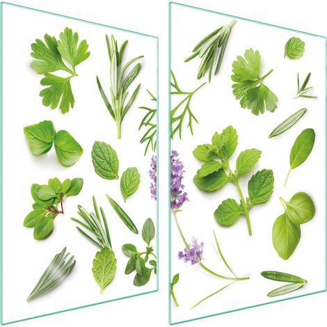 Plaque de protection en verre pour la cuisine, 2 x 35 x 52 cm, plantes (1/5)