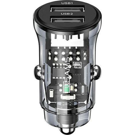 3A USAMS Kfz-Ladegerät Schnellladefunktion 2xUSB-A Schwarz