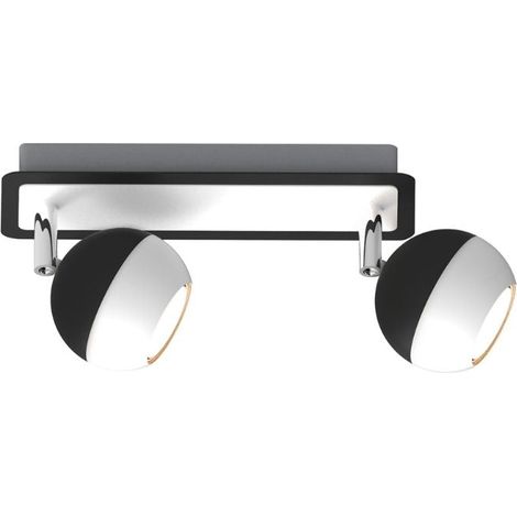 Plafonnier Carré Noir et Blanc 2 Spots Orientables en Saillie pour Ampoule GU10 - SILUMEN (1/3)