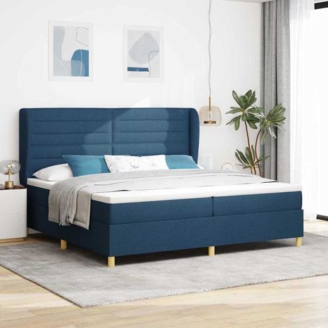 vidaXL Cama con Somier y Colchón Gris Oscuro 90x190 cm de Tela Azul (1/5)