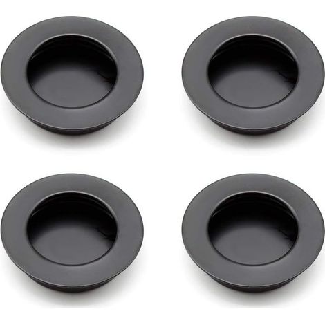 tiradores redondos empotrados, tiradores para puertas correderas de 40 mm en acero inoxidable 304, tiradores negros para muebles que se pueden usar para cajones, armarios y muebles a medida. (1/5)