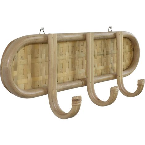 Porte-manteaux mural en rotin et bambou naturel 41,5 x 11 x 15 cm (1/5)
