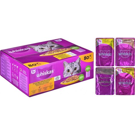 Nassfutter für Katzen WHISKAS Geflügelgelee Beutel 80x85g
