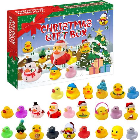 24-tägiger Adventskalender mit Countdown und Quietscheentchen für Kinder, Jugendliche und Freunde, in weihnachtlichen Farben (1/5)