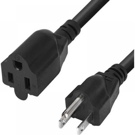cable de extensión, 7,6 m, 3 conductores, 18 AWG, NEMA 5-15P a 5-15R, para uso doméstico. (1/5)