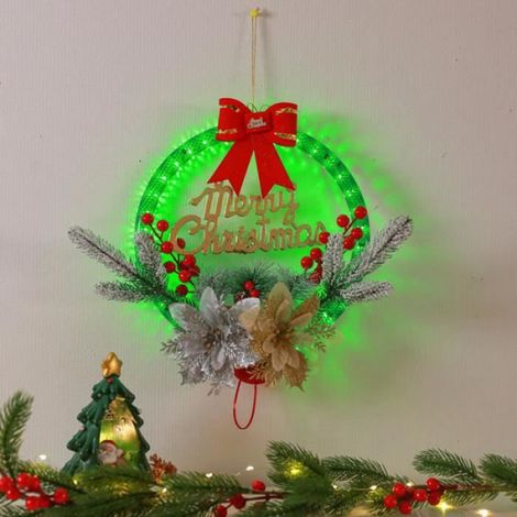 Couronne de Noël - - 30CM - Rouge et Or - Décoration Extérieure - IP44 (1/4)
