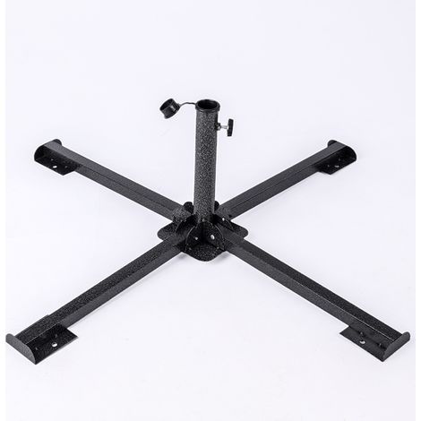 Base pieghevole per ombrellone da esterno Ø84X35 cm, acciaio per palo da 38 a 50 mm, supporto per ombrellone da giardino, base per ombrellone, resistente, leggero, compatto e facile da posizionare (1/4)