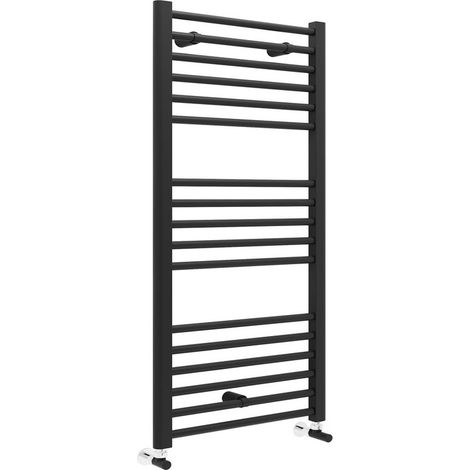 Signature Paragon Straight Heated Towel Rail 1200mm H x 600mm W - Matt Black (1/2)