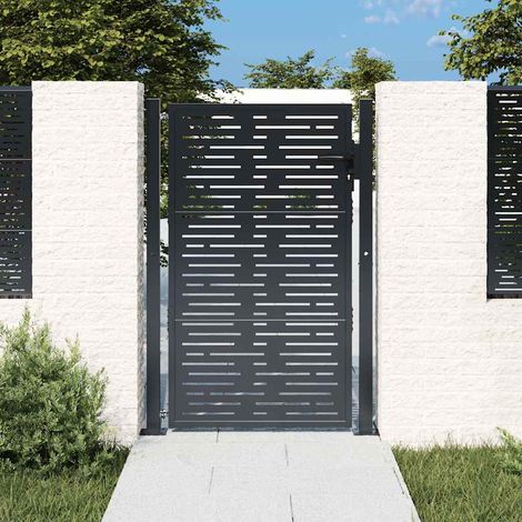 Portail de jardin-Portillon de jardin anthracite 100x125 cm conception de carré (1/5)