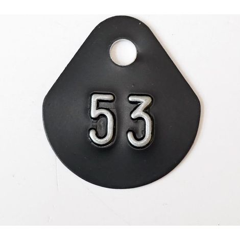 Chiffre goutte d'eau fond noir (à l'unité) estampé "53" en relief blanc hauteur d'écriture 11mm DERANCOURT