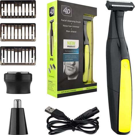 Rasoir électrique 3 en 1 pour homme, rechargeable par USB, pour le corps et le visage, avec tondeuse nez et oreilles. (1/5)