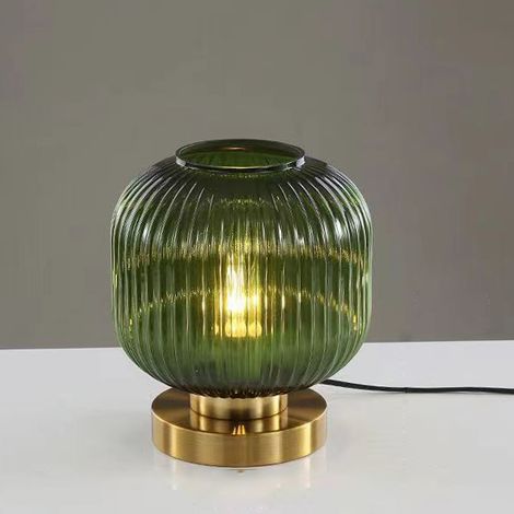 Lampe de table, lampe de chevet moderne du milieu du siècle, lampe de bureau en verre, veilleuse vintage avec ampoule (blanc chaud) (1/5)