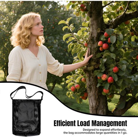 Borsa per la raccolta della frutta Borsa per la raccolta dei funghi in rete con tracolla regolabile - Traspirante e pieghevole per la raccolta di frutta, frutta, frutteto e giardino (1/4)