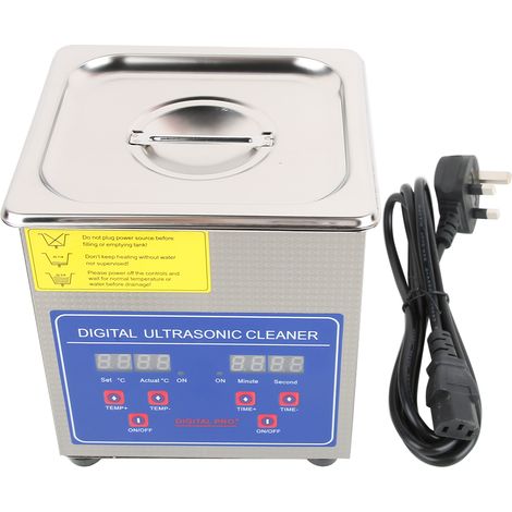 Nettoyeur ultrasonique numérique 1,3L en acier inoxydable avec minuterie et chauffage, réservoir de nettoyage pour bijoux, prise UK 220V (1/5)