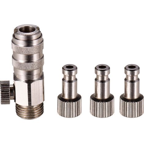 Raccord de déconnexion rapide pour aérographe avec valve, filetage mâle 1/8", connexion femelle M50,4, compatible avec les aérographes Badger. (1/4)