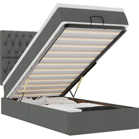 Maison Exclusive - Estructura cama otomana colchón tela gris oscu (1/5)