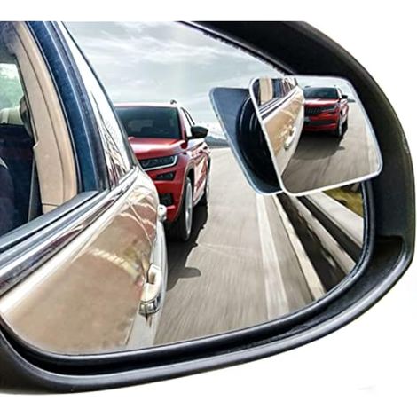 2PCS Miroir D'angle Mort de Voiture,Universal D'éventail Auto Rétroviseurs Aveugle Miroir Sans Monture HD Convexe Vue Arrière Voiture Côté Miroir Angle Mort Extérieur (1/5)