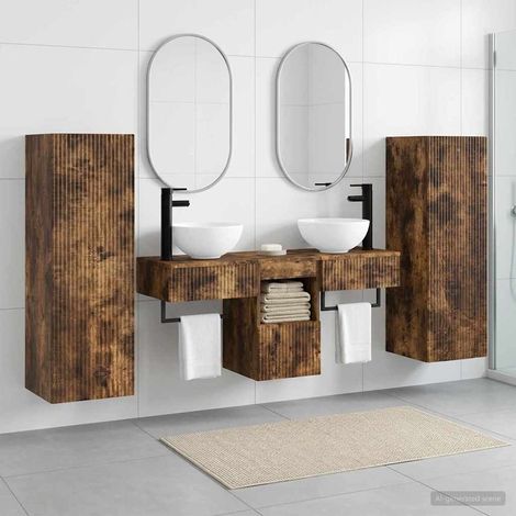 vidaXL Bathroom Furniture Set 5 pcs Smoked Oak 33 x 34.5 x 100 cm (1/5)